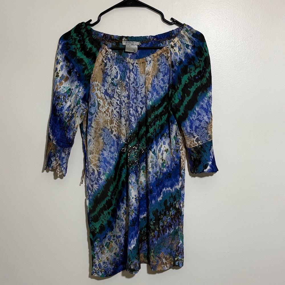 Alberto Makali Blue and Green Blouse